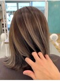 くびれボブミディアムレイヤーカット◎ヘーゼルブラウン髪質改善