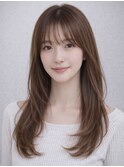 レイヤーカット 韓国ヘア ベージュカラー 顔周りレイヤー 20代