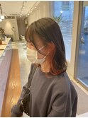 【SORECA/ソレカ】外ハネミディアム×インナーカラーオレンジ