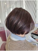 大人可愛い20代30代40代前下がりひし形小顔ボブ丸みショート