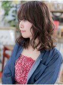 ★くせ毛風外巻きパーマ斜めバングくびれヘア20代30代40代★8
