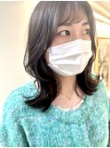 顔まわりレイヤー・ミディアムレイヤー・ダークブラウン