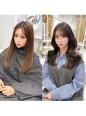 大人可愛い韓国ヘア レイヤーカット 顔周りカット くびれヘア