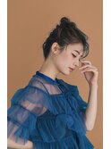 大人カジュアル/高めのお団子ヘア