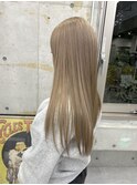 韓国顔まわりレイヤーカットグレージュオリーブベージュブラウン