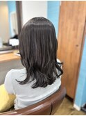 セミロング×ダークアッシュ