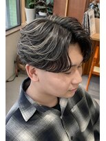 メンズサロン アネロ 名駅(Men's salon anhelo)&nbsp;ハイライト×センターパート×フェザーパーマ×ブリーチ×名駅