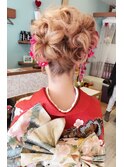 【成人式】お花モチーフ★華やかアップスタイル♪