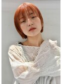 【juno】サイドマッシュレイヤーミニボブ♪ピンクオレンジ