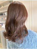 ラテベージュ ゆる巻きアレンジ ベージュ系 ブリーチなし