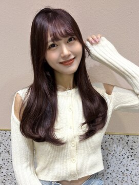 ルームバイシー 新宿(Loom. by Sea) ＊シンプルワンカール×ピンクブラウン【新宿/韓国ヘア】