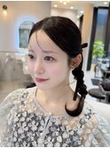 韓国風/ヘアアレンジ/ミディアムヘア/前髪/お顔まわり/小顔
