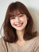 ヘアー ミッション 心斎橋店(hair Mission)&nbsp;ミディアムレイヤー/顔まわりカット/透明感テラコッタブラウン