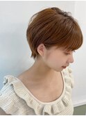 大人可愛い20代30代40代小顔すっきりショート×艶ベージュ
