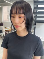 ヘアー アイス 御器所本店(HAIR ICI) 小顔ストレートボブ黒髪グレージュダークアッシュモード