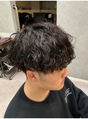 波巻きスパイラルメンズマッシュパーマ