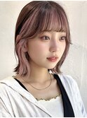 ”韓国風インナーカラーピンク×ボブ