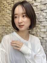 ガーデン 銀座(GARDEN)&nbsp;美髪小顔ミディアム流し前髪内巻きグレージュくびれヘア