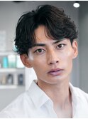 天神メンズパーマルーズパーマシャドウパーマッシュウルフ緩め