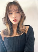 シースルー前髪/イヤリングカラー/エギョモリ/韓国風ヘア
