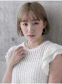 イメチェン/ホワイトブロンド/外ハネボブ/美髪/福島45