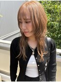 ハッシュカット×ベージュカラー
