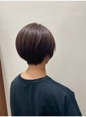 大人可愛いココアブラウン丸み小顔マッシュショート20代30代40代