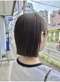 20代30代ワンレン切りっぱなしオリーブベージュ夏ヘア夏カラー