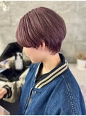 ハイトーンピンク×マッシュショート