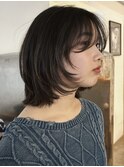 レイヤーボブ ハッシュボブ 前髪なし長めボブ