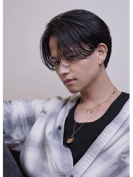 ブラック(BLACK) クラックセンターパート/Men'sHair/リバースセンターパート