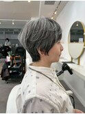 大人可愛い40代50代60代くびれショートボブ白髪ぼかし大鷲
