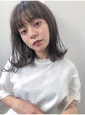 小顔_デザインカラー_厚めバング_ローライト_スリークボブ
