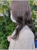 波巻きロング × グレージュ