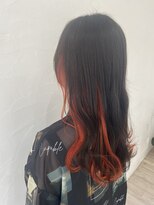 ヘアデザイン マノス(hair design mano's)&nbsp;インナーカラー × レッドオレンジカラー