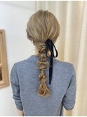 玉ねぎヘア　編み下ろし　玉ねぎアレンジ　参列ヘア