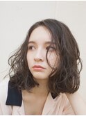 ロングレイヤー/ダークアッシュ/ロングボブ/春パーマ