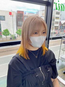 ガルボ ヘアー(garbo hair) イエロー インナーカラー ベージュ ハイトーン