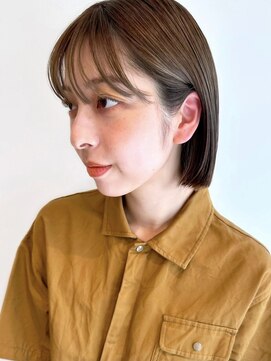 ローネス(LONESS) 切りっぱなしボブ　ミニボブ　コンパクトボブ　くすみブラウン