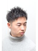 メンズビジネスショート爽やかツーブロアップバングスタイル