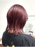 20代30代ウルフ立体感小顔丸みカット ピンクカラー・暖色カラー