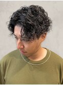 40代50代メンズツイストスパイラルパーマワイルド冬カラー