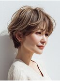 白髪ぼかし脱白髪染め似合わせショートボブ40代50代60代