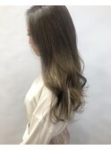 __カーキブラウン×マットベージュ×艶髪ロング