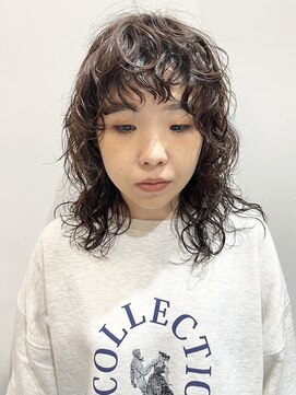 ウクラ バイ レシッド 池袋(uchla by rcid) 小顔ウルフレイヤー/似合わせ黒髪ウェーブパーマ/お洒落ボブルフ