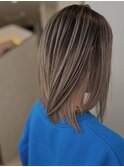ブラウン_ハイトーン_バレイヤージュ_レイヤーカット