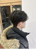 スペインカールスパイキーショートブルーブラックフェザーパーマ