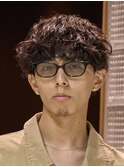 渋谷メンズマッシュウルフカット波巻きパーマシャドウゆるめ