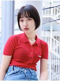 切りっぱなし/前下がり/黒髪/ナチュラル/ぱっつんボブ/表参道