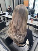 グレージュハイライトバレイヤージュダブルカラーケアブリーチ